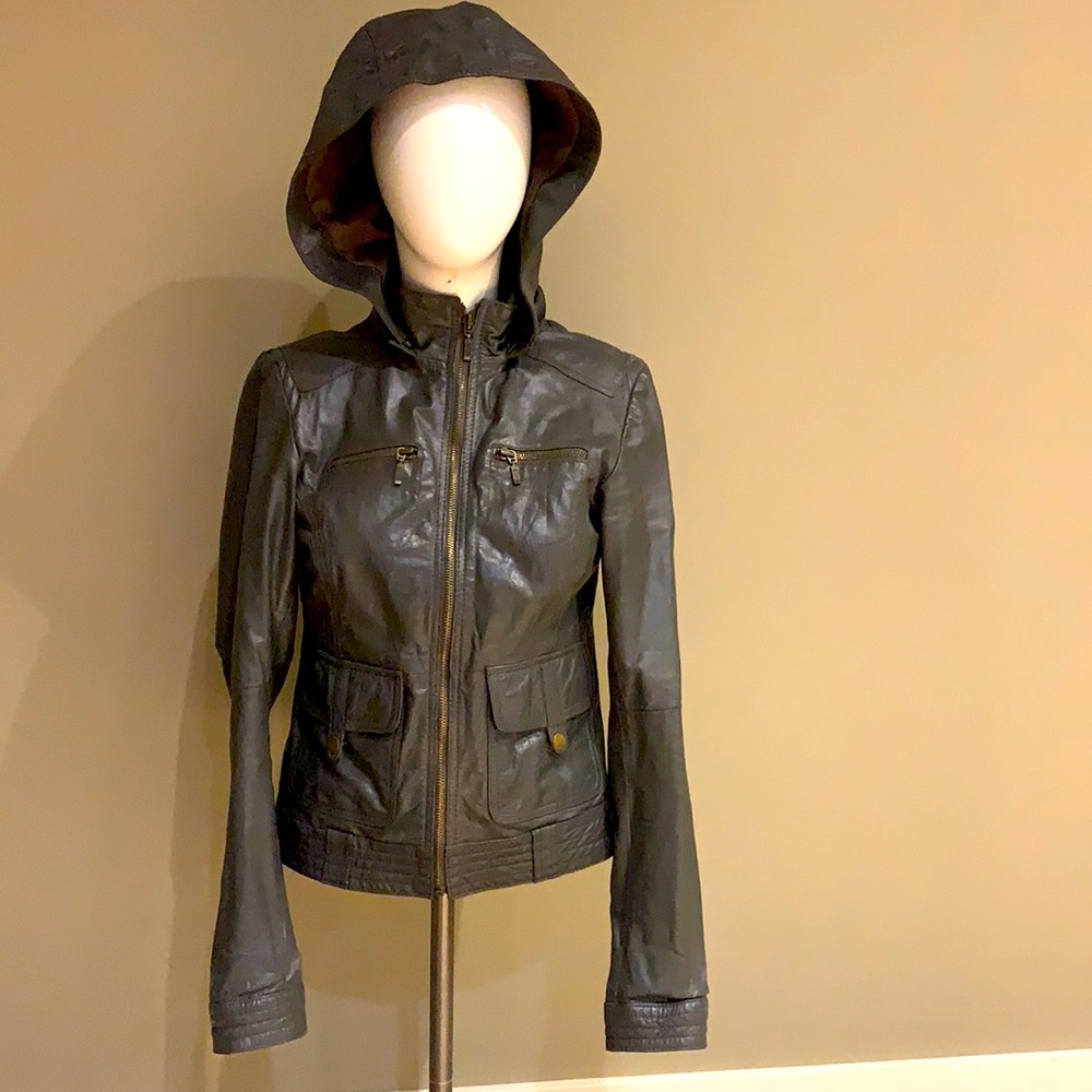 Gray leather jacket size S